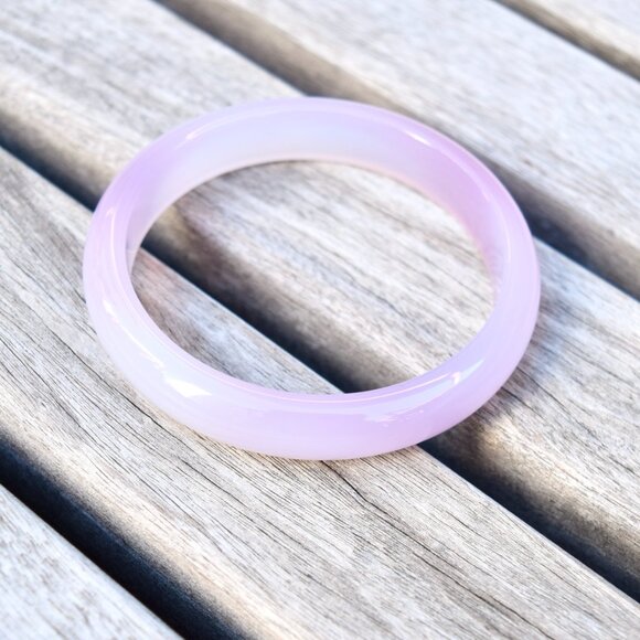 【SOLD】55.9 mm- Agate Bangle Bracelet - Pink - Chinese Agate Bracelet - Picture 2 of 6